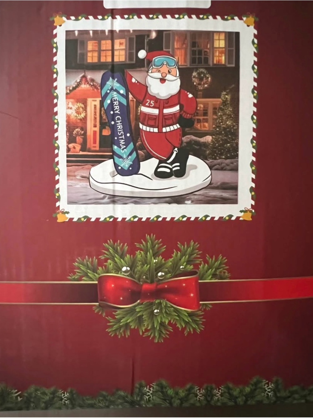 Inflatable Snowboarding Santa Christmas Decoration 7.5 feet